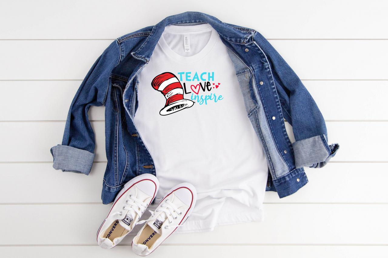 T-shirts/ Dr. Seuss Shirts/ Teach Love Inspire/ Teacher Shirts/ Elementary Shorts/ Fun Shirts/ Cat In The Hat Shirts/ Teacher Appreciation
