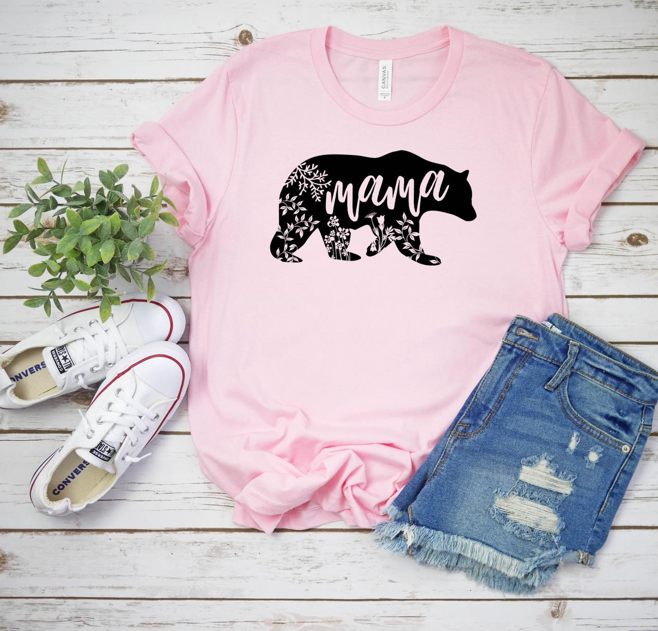 T-shirt for Women| MAMA Bear Shirt| Floral Mama Bear Shirt| Bear Shirt| Boho Mama Bear T-Shirt| Mama Bear Tee| Mother's Day Shirt