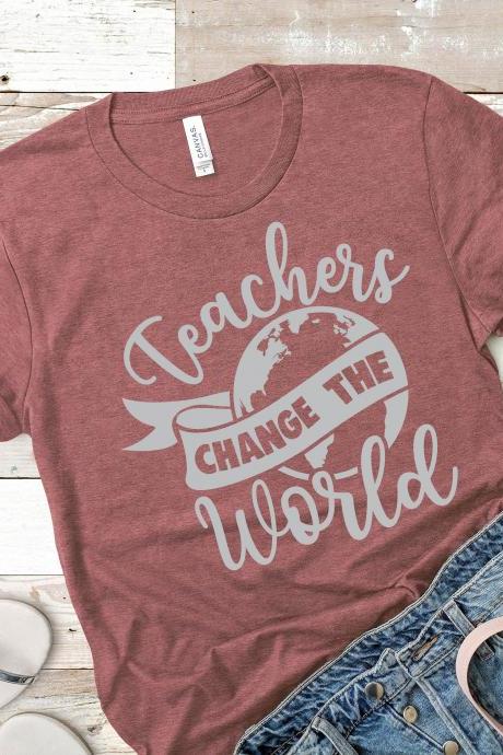 Teacher T-shirt, Teachers Change The Word, Teacher Tee,teacher Gift, Teacher Appreciation, Elementary Teacher, Reading Teacher,