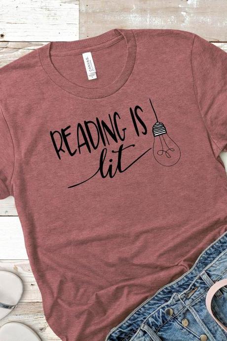 Teacher T-shirts/ Reading Is Lit/ Reading Shirt/ Teacher Gifts/ Teacher Tees/ Teacher Appreciation/ Teacher Love/ School T-shirts/ Teacher