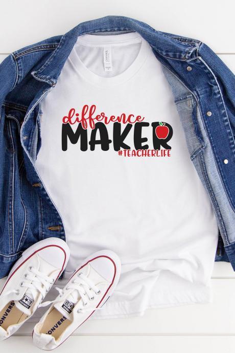 Teacher T-shirts/ Difference Maker/ Teacher Life/ Teacher Gifts/ Teacher Tees/ Teacher Appreciation/ Teacher Love/ School T-shirts