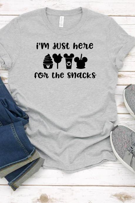 T-shirt For Women| I&amp;amp;#039;m Here For The Snacks|disney Food Shirt|disney Shirt|disney Vacation Shirt|disney World Shirts|vacation